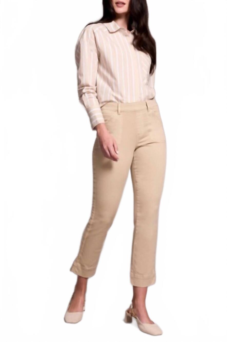 NEW TRIBAL side leg tape pull on ankle pants in sand stone